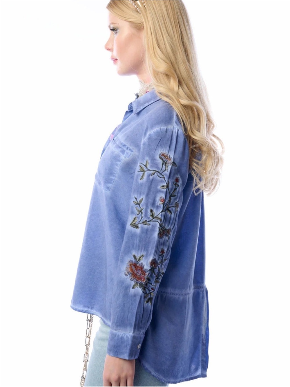 Aratta Silent Journey Blue Button Down Shirt - Picture 2 of 4
